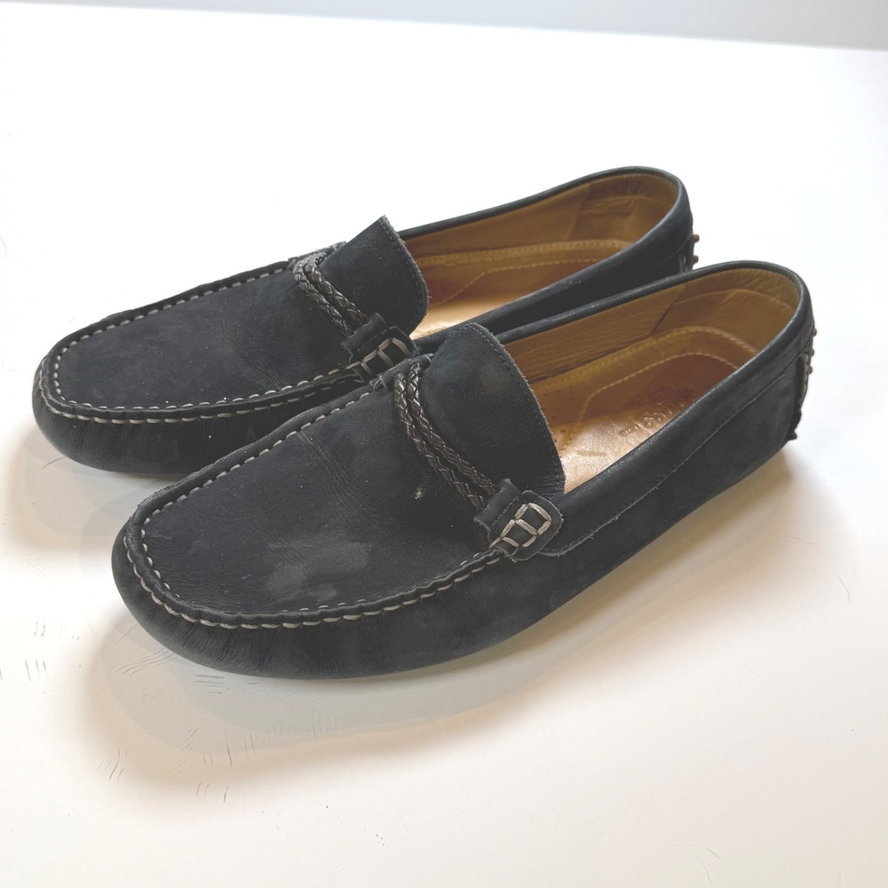 G.H. Bass Mens Palermo Navy Blue Nubuck Leather Driving Loafers Shoes Size 8.5 M